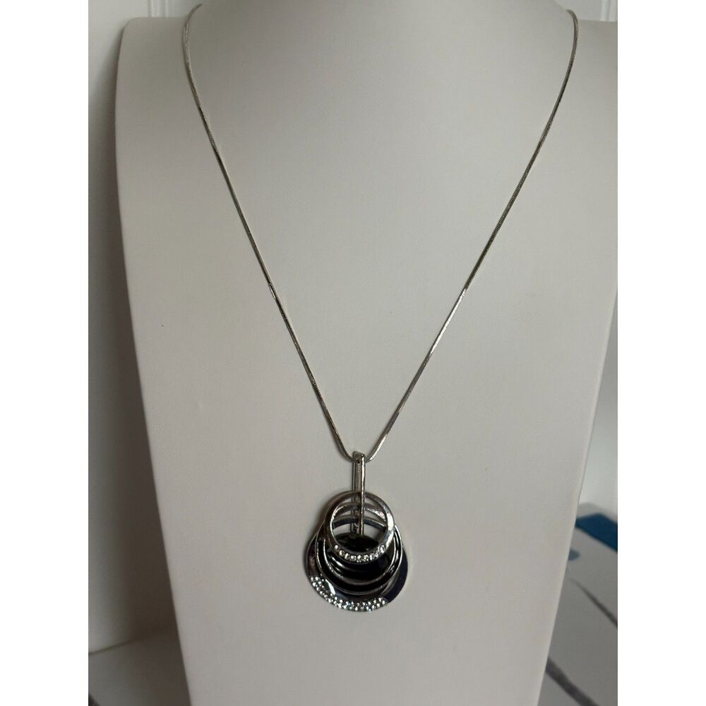 Silver Statement Necklace W/ Multi Circular Pendant NWT